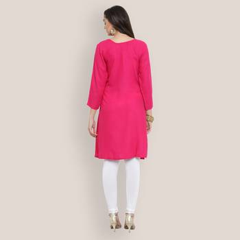 Pink embroidered rayon ethnic-kurtis 2