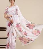 Women'S Georgrtte With Floral Printed Saree 