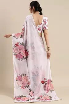 Women'S Georgrtte With Floral Printed Saree 