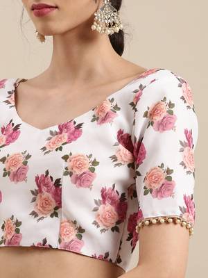 Women'S Georgrtte With Floral Printed Saree  4