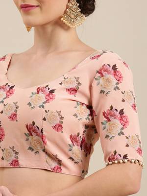 Women'S Georgrtte With Floral Printed Saree  4