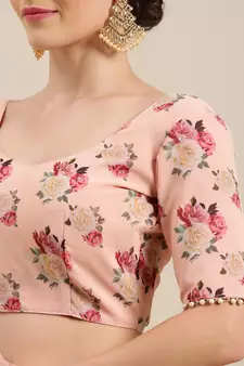 Women'S Georgrtte With Floral Printed Saree 