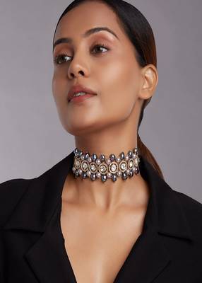 Micron Gold Plated Choker With Grey Fresh Water Pearls 2