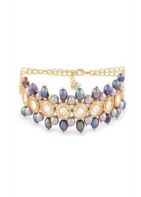 Micron Gold Plated Choker With Grey Fresh Water Pearls 3
