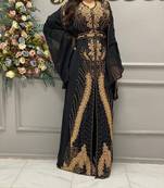 Latest Black Georgette Stone Work Kaftan Dress for Women