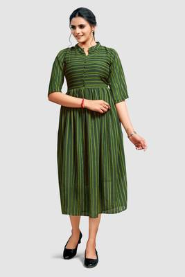 Green printed crepe short-dresses 1