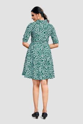 Green printed crepe short-dresses 2
