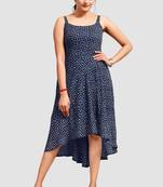 Blue printed crepe short-dresses