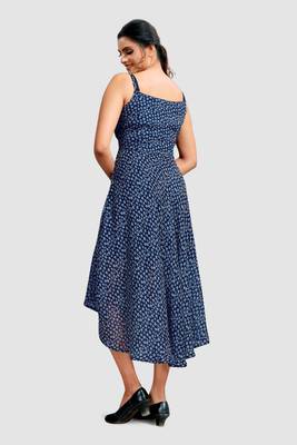 Blue printed crepe short-dresses 2