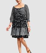 Black printed crepe short-dresses