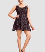 Black printed crepe short-dresses