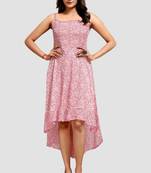 Red printed crepe short-dresses