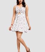 White printed crepe short-dresses
