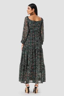 Black printed crepe short-dresses 2