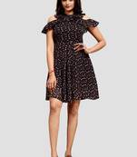 Black printed crepe short-dresses