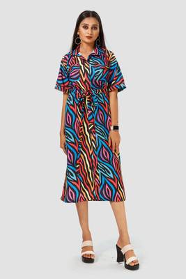 Black printed crepe short-dresses 1