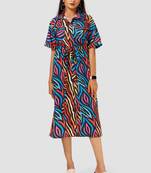 Black printed crepe short-dresses