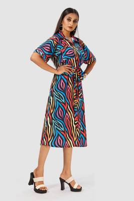 Black printed crepe short-dresses 4