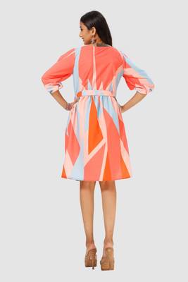 Orange printed crepe short-dresses 2