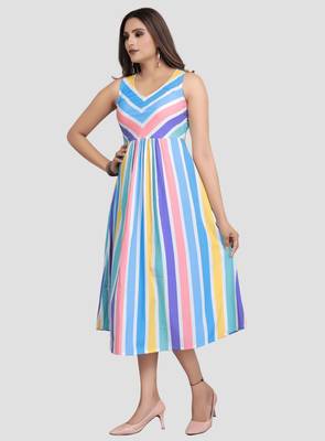 Multicolor printed crepe short-dresses 4