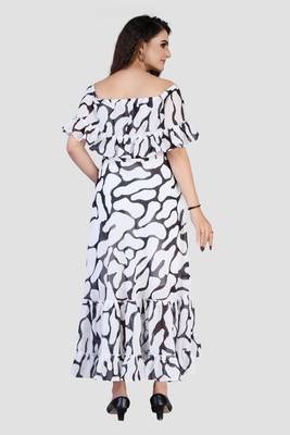 White printed crepe short-dresses 2