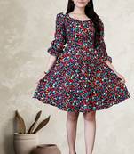 Multicolor printed crepe short-dresses