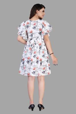 White printed crepe short-dresses 2