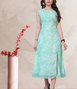 Green printed crepe short-dresses