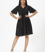 Black printed crepe short-dresses