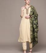 Cream plain crepe kurta sets
