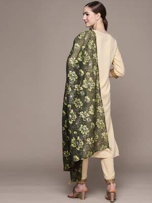 Cream plain crepe kurta sets 3
