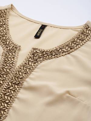 Cream plain crepe kurta sets 4