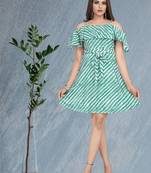 Green printed crepe short-dresses