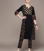 Black printed crepe kurta sets