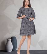 Black printed crepe short-dresses