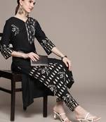 Black printed rayon kurta sets