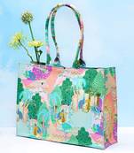 Peach Colour Kuno Printed Canvas Tote Bag
