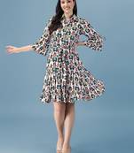 Multicolor printed georgette short-dresses