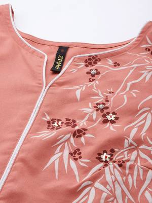 Peach printed rayon kurta sets 4