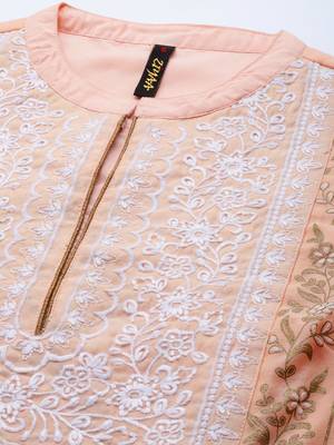 Peach printed chanderi kurta sets 4