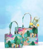 Grey Kuno Print Canvas Small Tote Bag