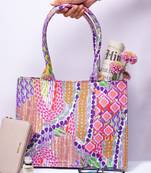 African Print Multi Colour Canvas Small Tote Bag