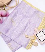 Lilac Colour PS Print Silkmul Full Width Scarf With Piping