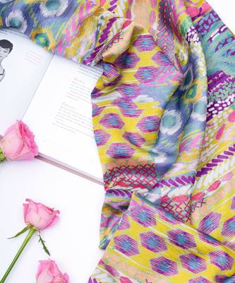Lime African Print Multi Colour Silkmul Full Width Scarf 1