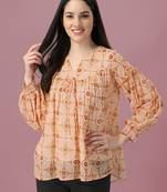 Orange printed georgette crop-tops