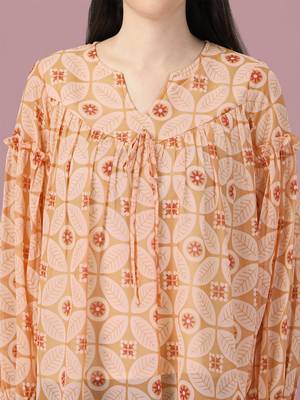 Orange printed georgette crop-tops 4
