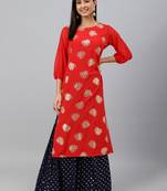 Red printed crepe ethnic-kurtis