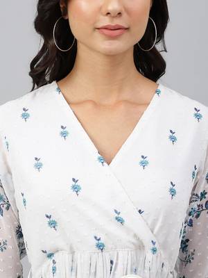 White printed georgette long-dresses 5