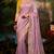 Onion pink embroidered organza saree with blouse