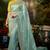 Light turquoise plain organza saree with blouse